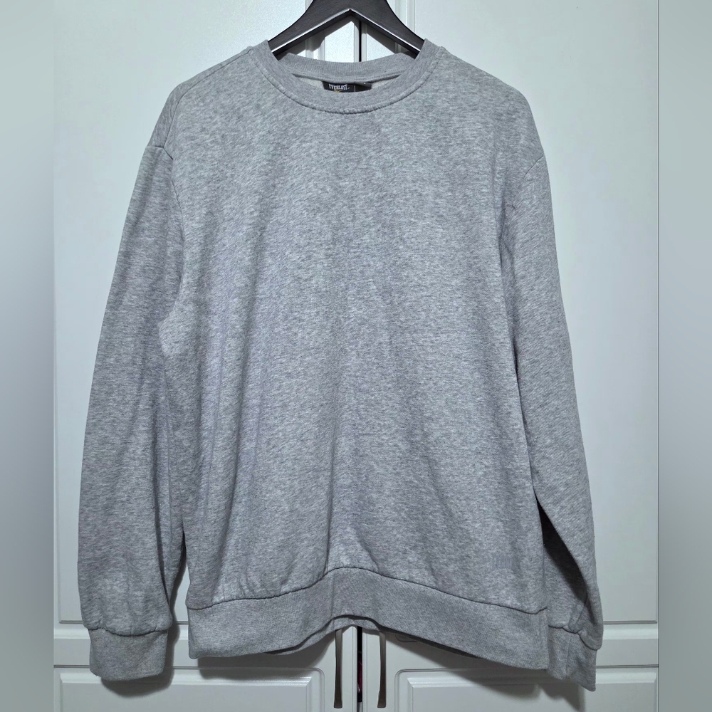 Everlast Mens Sweatshirt Crewneck Pull Over Fleece Lined Heather Gray Large